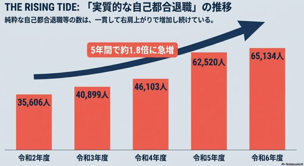 地方公務員の自己都合退職者は5年で1.8倍に急増