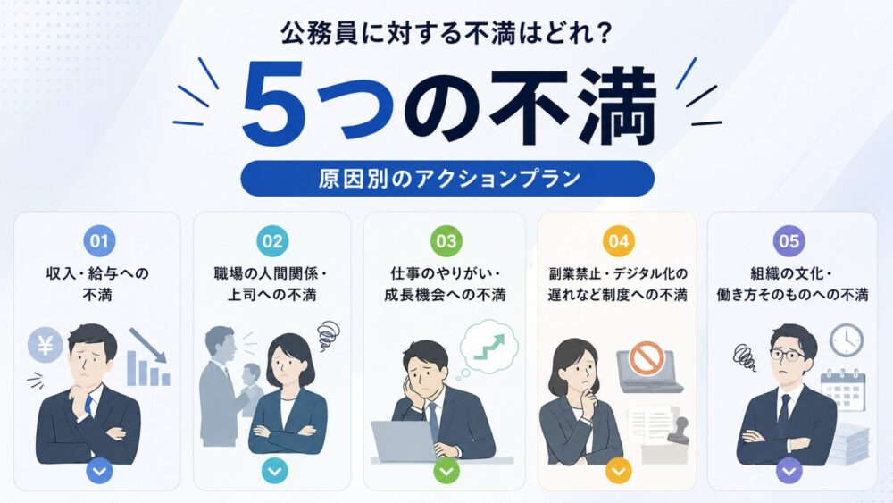 公務員に対する不満はどれ？原因別のアクションプラン
