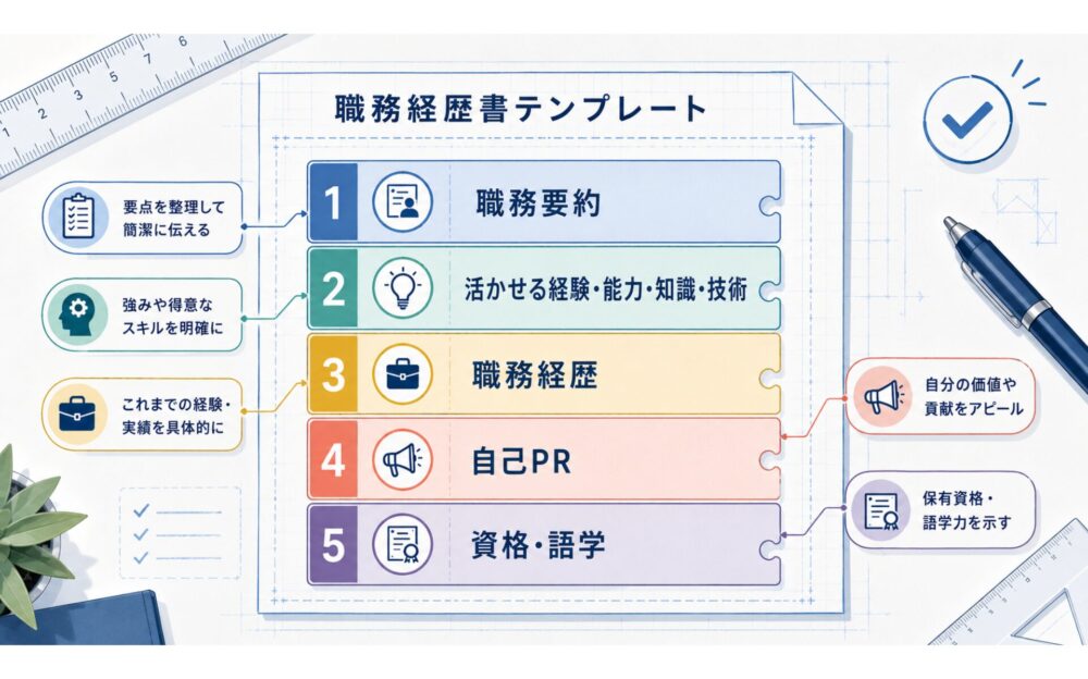 公務員の職務経歴書の基本構成と書き方【テンプレート付き】