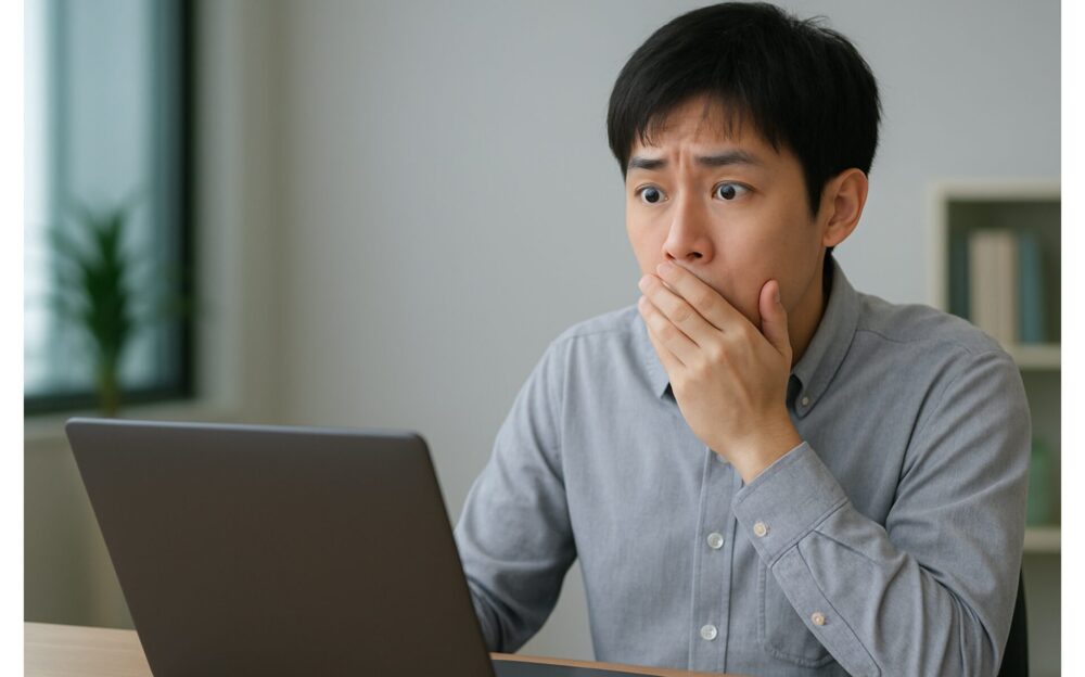 未経験エンジニアの不都合な真実を知って驚いている男性